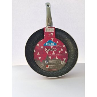 Cem Retro Metal Saplı Alüminyum 28 cm Düz Tava Gri