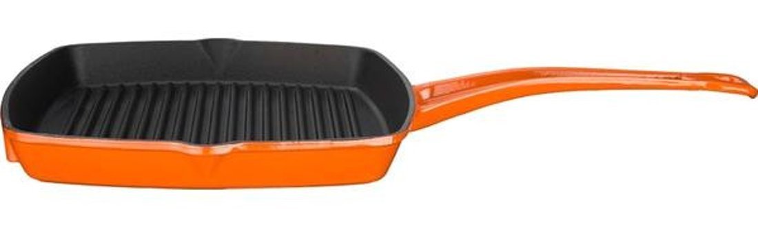 Lava Kare Metal Saplı Döküm 26 cm Grill Tava Turuncu
