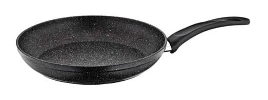 Essenso Plastik Saplı Granit 32 cm Düz Tava Siyah