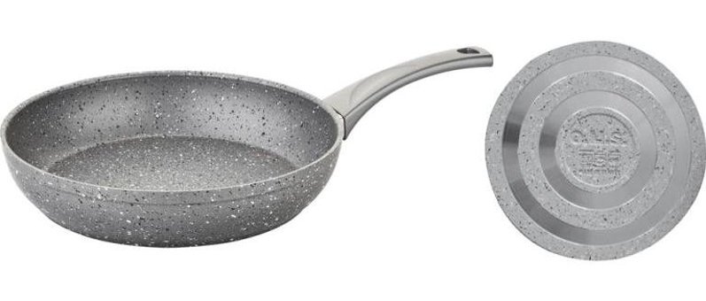 O.M.S Plastik Saplı Granit 22 cm Düz Tava Gri
