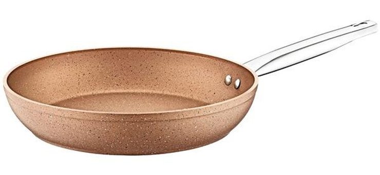 Evimsaray Goldstone Çelik Saplı Döküm 30 cm Düz Tava Krem