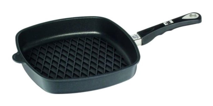 Amt D-AMTE285BBQ Plastik Saplı Alüminyum 28x28 cm Grill Tava Siyah