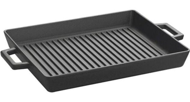 Lava Dikdötrgen Döküm Saplı Döküm 26 cm Grill Tava Siyah