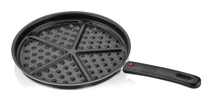 Papilla Redio Plastik Saplı Alüminyum 26 cm Waffle Tava Siyah