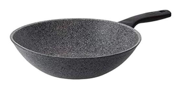 Essenso Aknur Plastik Saplı Granit 28 cm Wok Tava Gri