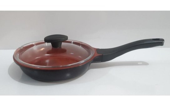 Thermoad Kapaklı Plastik Saplı Döküm 20 cm Düz Tava Siyah