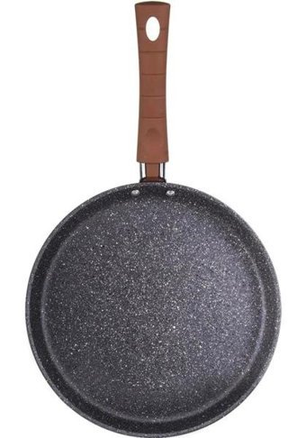 Aryıldız Terra Grey Plastik Saplı Granit 25 cm Krep Tava Siyah