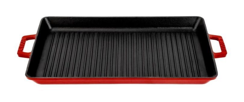 Lava Dikdörtgen Döküm 26x45 cm Grill Tava Kırmızı