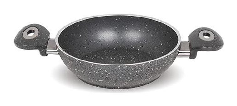 Fms Plastik Saplı Granit 22 cm Düz Tava Gri