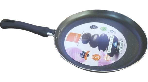 Cem Pratiko Plastik Saplı Alüminyum 26 cm Krep Tava Gri