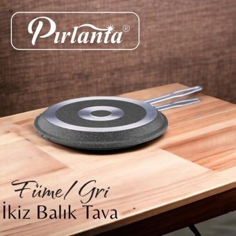 Pırlanta İkiz Metal Saplı Alüminyum 32 cm Balık Tava Gri