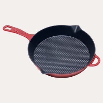 Sürel Petekli Döküm Saplı Döküm 28 cm Düz Tava Kırmızı