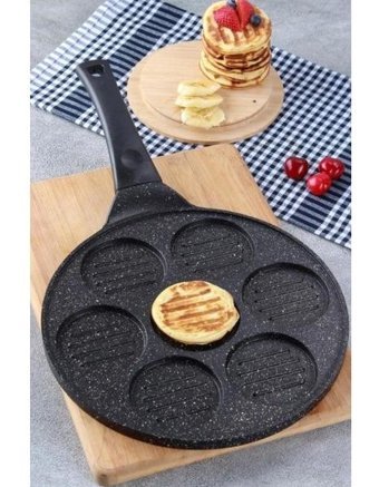 Essenso 7 Bölüm Plastik Saplı Granit 28 cm Grill Tava Siyah
