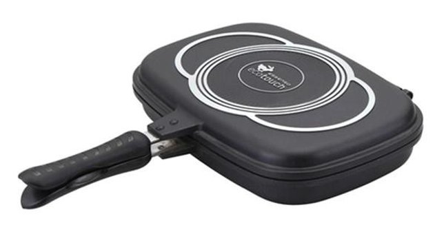 Essenso Double Plastik Saplı Alüminyum 40x26 cm Grill Tava Siyah