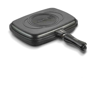 Korkmaz Kapaklı Bakalit Saplı 34x25 cm Grill Tava Siyah