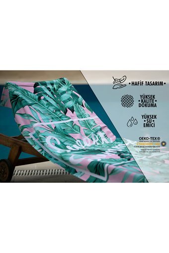 Yorkadesıgn Sweet Summer Kadife Plaj Havlusu Pembe