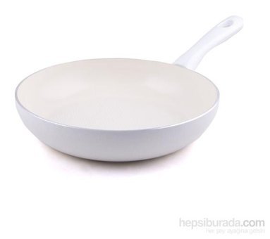 Contesse Ecotouch Torino Plastik Saplı Seramik 28 cm Düz Tava Beyaz