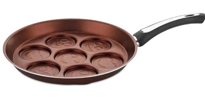 Tamu 7 Bölüm Plastik Saplı Alüminyum 28 cm Pankek Tava Kahverengi