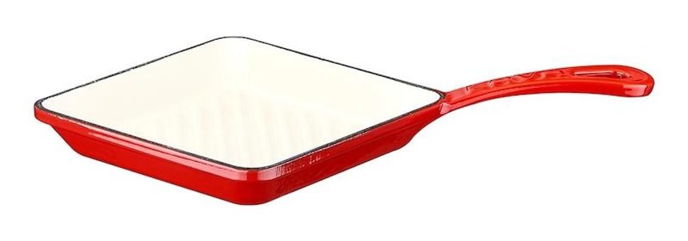 Lava Mini Kare Döküm 16x16 cm Grill Tava Kırmızı