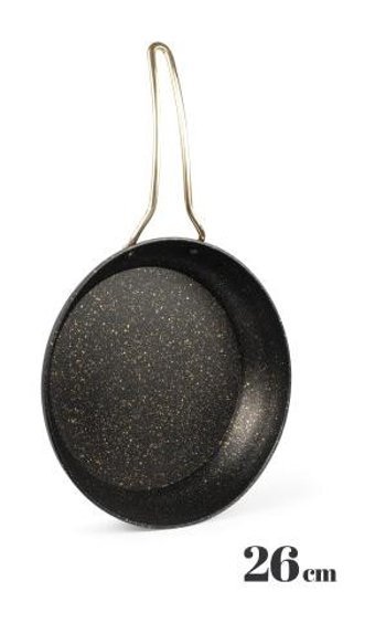 Esse Metal Saplı Granit 26 cm Düz Tava Altın-Siyah