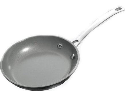 Fontignac 3 Etoiles Çelik Saplı Seramik 20 cm Düz Tava Gri-Siyah