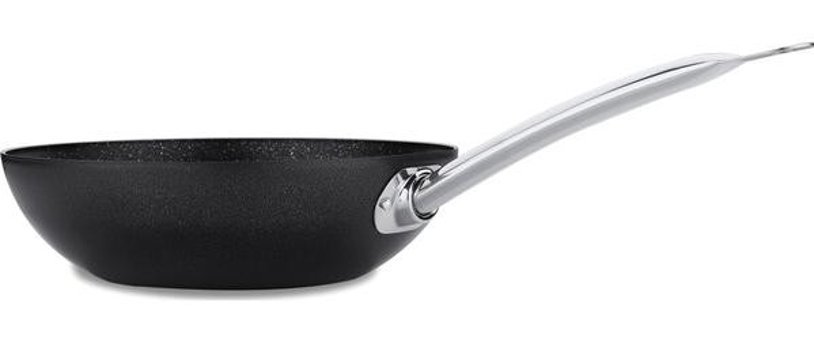 Korkmaz Nero Çelik Saplı Granit 30 cm Wok Tava Siyah