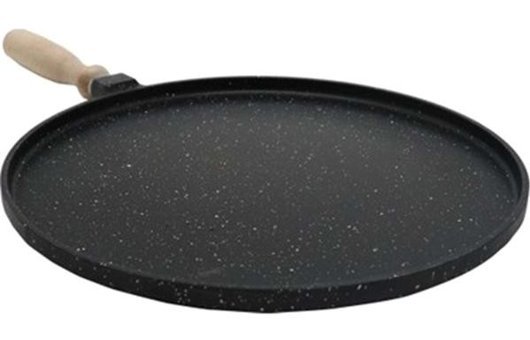 O.M.S Ahşap Saplı Granit 36 cm Gözleme Tava Siyah