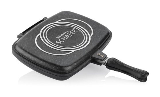 Schafer Gloria Plastik Saplı Döküm 32 cm Grill Tava Siyah