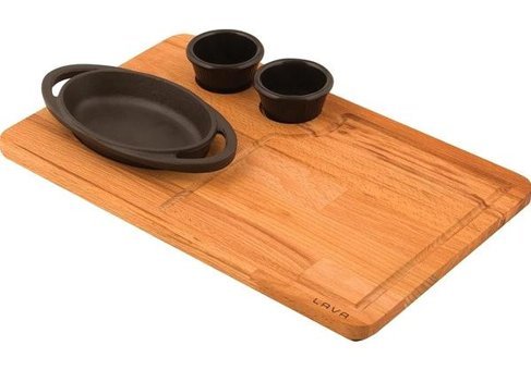 Lava Ahşap Altlıklı Döküm 15x10 cm Sahan Tava Siyah