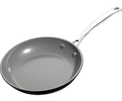 Fontignac 3 Etoiles Çelik Saplı Seramik 24 cm Düz Tava Gri-Siyah