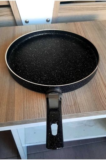 Yıldız Çelik Granit Saplı Alüminyum 24 cm Gözleme Tava Siyah