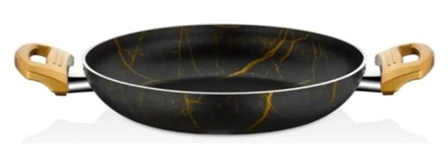 Cem Marble Gold Plastik Saplı Alüminyum 20 cm Sahan Tava Altın-Siyah