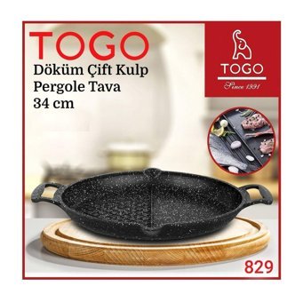 Togo 2 Bölüm Çelik 34 cm Düz Tava Siyah