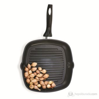 Essenso Greenwıch Pro Plastik Saplı Alüminyum 28 cm Grill Tava Siyah