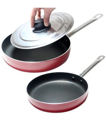 Özaslanlılar Kapaklı Metal Saplı Alüminyum 26 cm Balık Tava Kırmızı