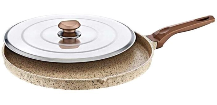 O.M.S Plastik Saplı Döküm 34 cm Balık - Gözleme - Bazlama Tava Bej