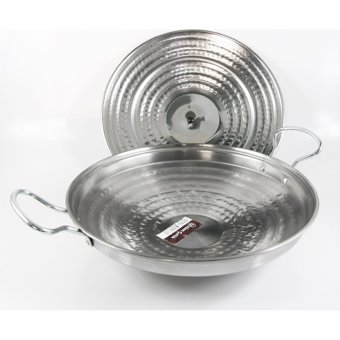 Üzüm Çelik Kapaklı Metal Saplı Paslanmaz Krom 30 cm Saç Tava Gri