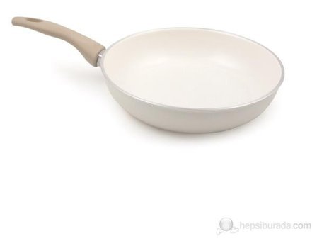 Essenso Munich Plastik Saplı Seramik 24 cm Düz Tava Krem
