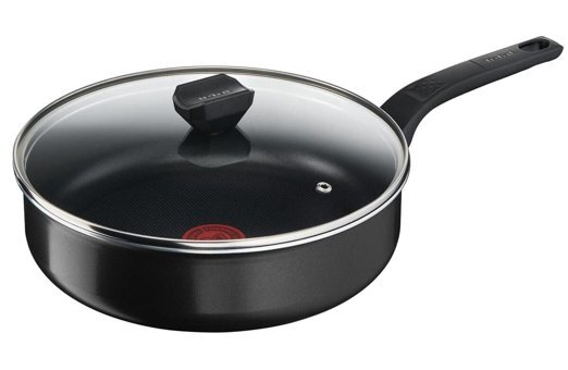 Tefal 1X Simpleclean Plastik Saplı Titanyum 24 cm Düz Tava Siyah