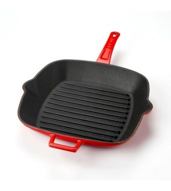 Lava Metal Saplı Döküm 26x26 cm Grill Tava Kırmızı
