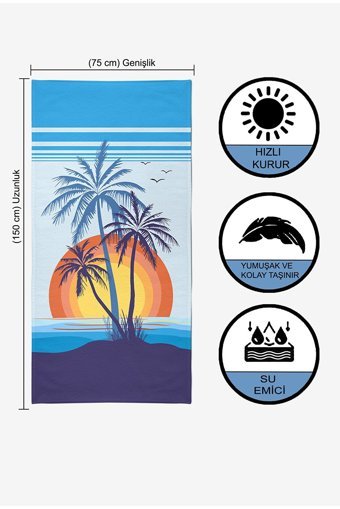 Vevienhome Tropical Sunrise Pamuklu Plaj Havlusu Çok Renkli