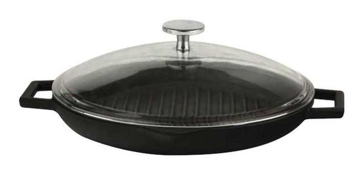 Lava Kapaklı Döküm 30 cm Grill Tava Siyah