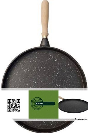 Mondi Ahşap Saplı Döküm 36 cm Balık - Gözleme - Bazlama Tava Siyah