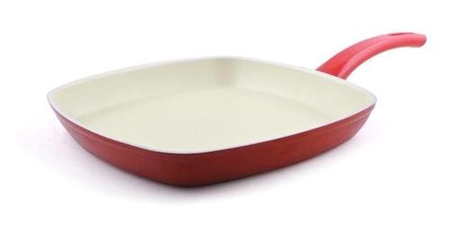 Contesse Ecotouch Napoli Plastik Saplı Seramik 28 cm Düz Tava Kırmızı