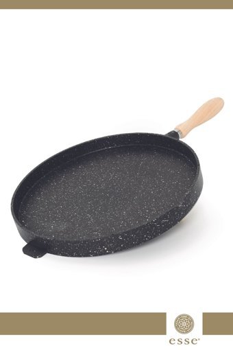 Esse E0011 Ahşap Saplı Döküm 36 cm Grill Tava Gri