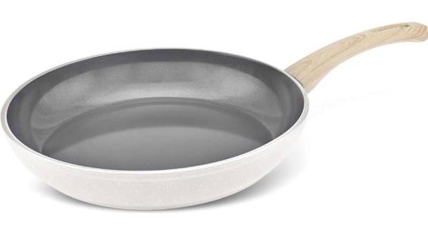 Nidage x Refika Birgül Swiss Crystal Plastik Saplı Alüminyum 30 cm Kızartma Tava Beyaz