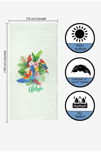 Vevienhome Parrot Flower Pamuklu Plaj Havlusu Çok Renkli