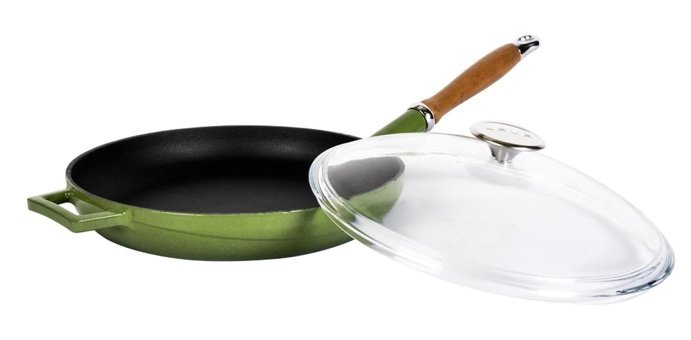 Lava Glaze Ahşap Saplı Döküm 28 cm Kızartma Tava Yeşil