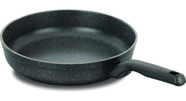 Korkmaz Ornella Plastik Saplı Döküm 28 cm Düz Tava Siyah