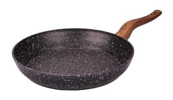 Essenso Ahşap Saplı Granit 24 cm Düz Tava Siyah